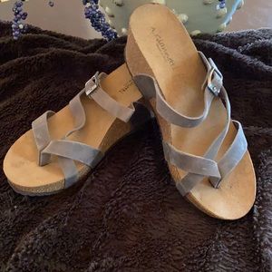 So sassy, strappy cork wedge heels by A. GIANNETTI